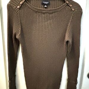 Sonoma Olive Green Crew Neck Ribbed Sweater